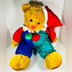 T.L. Toys Clown Teddy Bear Plush Large Nylon Colorful 1992 Vintage 26 Inch Toy